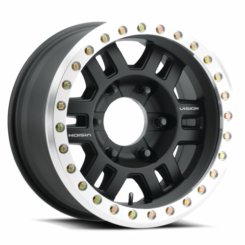 Set 4 17" Vision Off-Road 398BL Manx Beadlock 17x8.5 Black Machined 5x4.5 Wheel