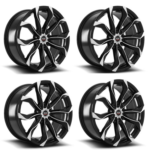 Set 4 17" Spec-1 SP-44 Gloss Black Machined 17x7.5 Wheels 5x100 5x4.5 35mm Rims