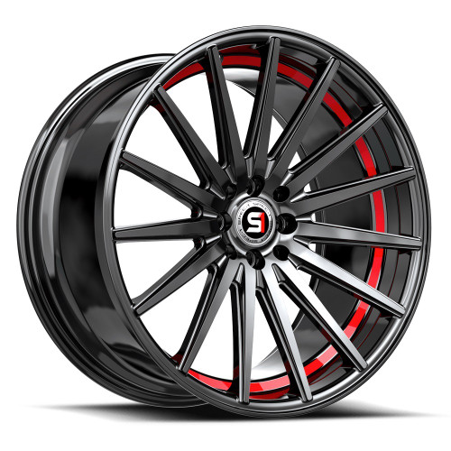 18" Spec-1 SP-69 Gloss Black & Red Under Cut 18x8 Wheel 5x4.5 5x120 38mm Rim
