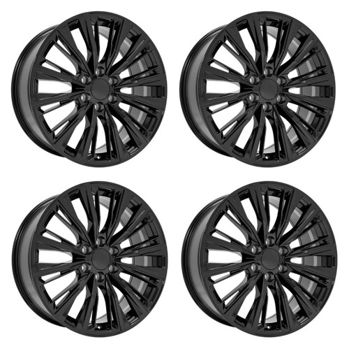 Set 4 24" OE Wheels CA93 Gloss Black 24x10 Wheels 6x5.5 Rims 28mm For Chevy GMC