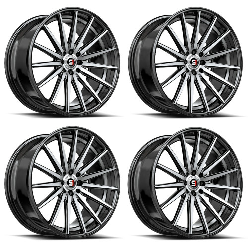 Set 4 17" Spec-1 SP-69 Black Machined & Undercut 17x7.5 Wheels 5x112 5x4.5 42mm