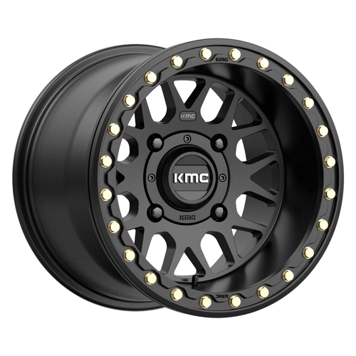 KMC Powersports Ks235 Grenade Beadlock 15x7 4x137 Satin Black Wheel 15" 10mm Rim
