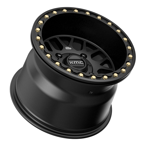 KMC Powersports Ks235 Grenade Beadlock 15x7 4x137 Satin Black Wheel 15" 10mm Rim