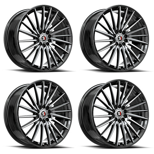 Set 4 20" Spec-1 SP-68 Gloss Black Machined 20x8.5 Wheels 5x4.5 5x120 38mm Rims