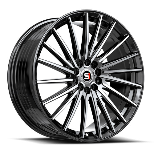 18" Spec-1 SP-68 Gloss Black & Machined 18x8 Wheel 5x112 5x4.5 38mm Rim