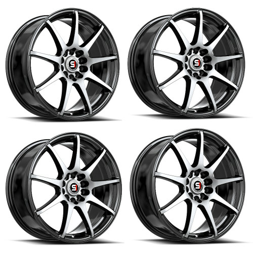 Set 4 17" Spec-1 SP-67 Gloss Black & Machined 17x7 Wheels 5x4.5 5x120 42mm Rims