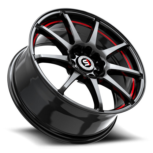 17" Spec-1 SP-67 Gloss Black & Red Line 17x7 Wheel 5x112 5x4.5 42mm Rim