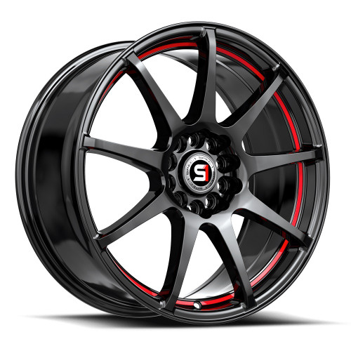 17" Spec-1 SP-67 Gloss Black & Red Line 17x7 Wheel 5x110 5x4.5 42mm Rim