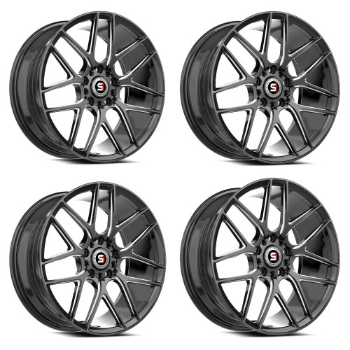 Set 4 16" Spec-1 SP-78 Gloss Black & Milled 16x7.5 Wheels 5x100 5x4.5 30mm Rims