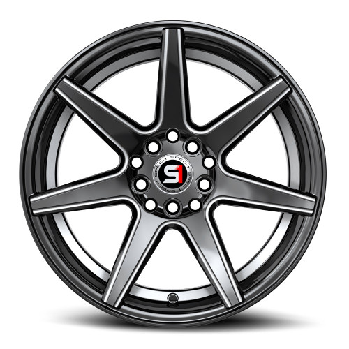 17" Spec-1 SP-73 Gloss Black Milled & Undercut 17x7.5 Wheel 4x100 4x4.5 42mm Rim