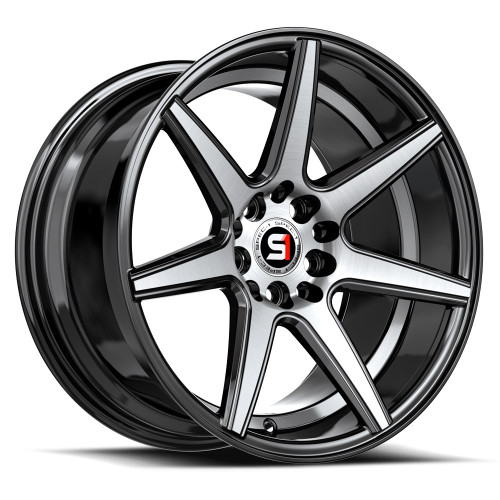 17" Spec-1 SP-73 Gloss Black & Machined & Undercut 17x7.5 Wheel 5x112 5x4.5 42mm