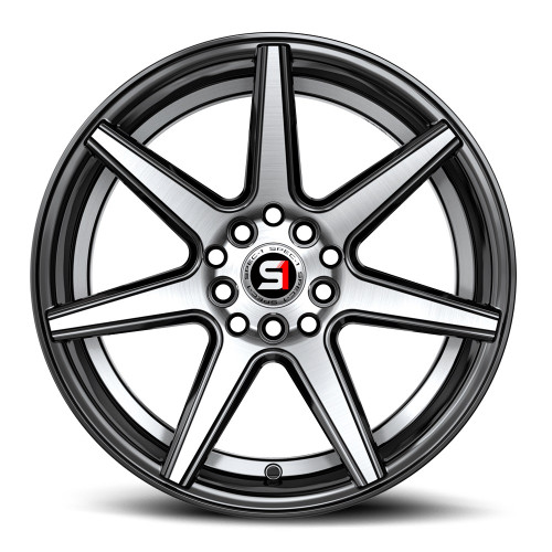 17" Spec-1 SP-73 Gloss Black & Machined & Undercut 17x7.5 Wheel 5x112 5x4.5 42mm