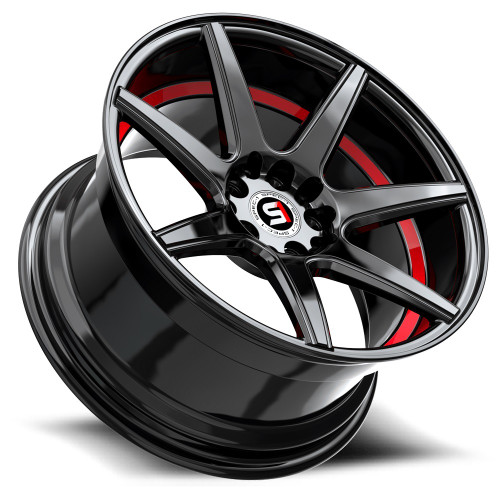 17" Spec-1 SP-73 Gloss Black & Red Undercut 17x7.5 Wheel 5x105 5x4.5 42mm Rim