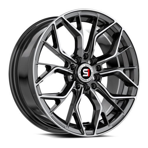 16" Spec-1 SP-76 Gloss Black & Machined 16x6.5 Wheel 5x100 5x4.5 20mm Rim