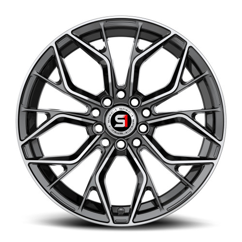 16" Spec-1 SP-76 Gloss Black & Machined 16x6.5 Wheel 5x100 5x4.5 20mm Rim