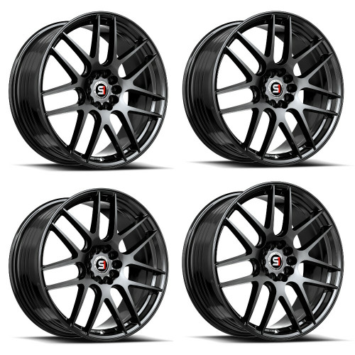 Set 4 18" Spec-1 SP-65 Gloss Black 18x8 Wheels 4x100 4x4.5 34mm Rims