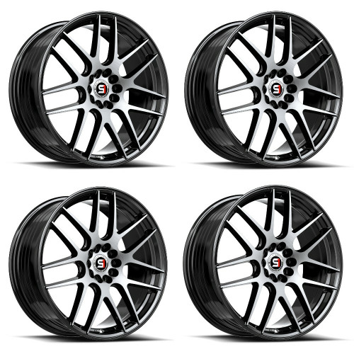Set 4 18" Spec-1 SP-65 Gloss Black & Machined 18x8 Wheels 4x100 4x4.5 34mm Rims