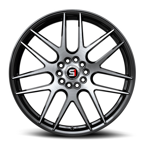 17" Spec-1 SP-65 Gloss Black & Machined 17x8 Wheel 4x100 4x4.5 42mm Rim