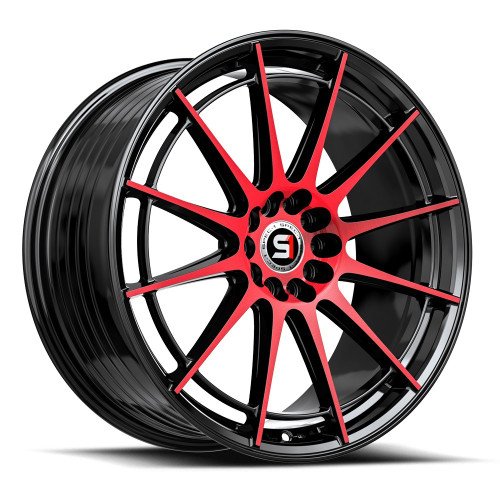 20" Spec-1 SP-64 Gloss Black & Red Machined 20x9 Wheel 5x4.5 5x120 38mm Rim