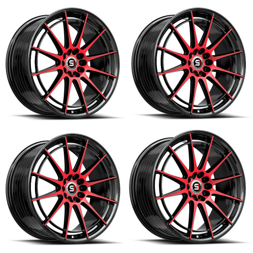 Set 4 17" Spec-1 SP-64 Gloss Black Red Machined 17x8 Wheels 5x110 5x4.5 42mm Rim