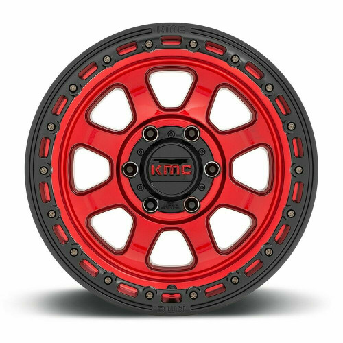KMC KM548 Chase 17x9 6x5.5 Candy Red With Black Lip Wheel 17" -12mm Lifted Rim