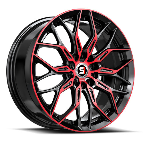 Set 4 18" Spec-1 SP-57 Gloss Black Red Machined 18x8 Wheels 4x100 4x4.5 38mm Rim