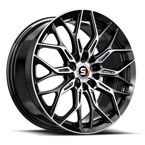 17" Spec-1 SP-57 Gloss Black & Machined 17x7.5 Wheel 4x100 4x4.5 42mm Rim
