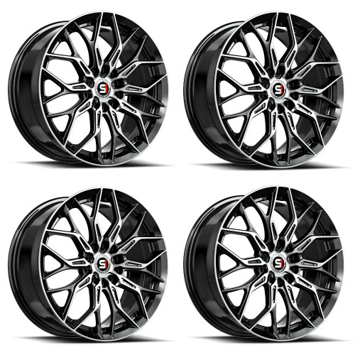 Set 4 17" Spec-1 SP-57 Gloss Black Machined 17x7.5 Wheels 5x4.5 5x120 42mm Rims