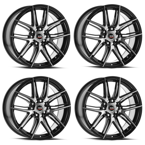 Set 4 18" Spec-1 SP-56 Gloss Black & Machined 18x8 Wheels 4x100 4x4.5 38mm Rims