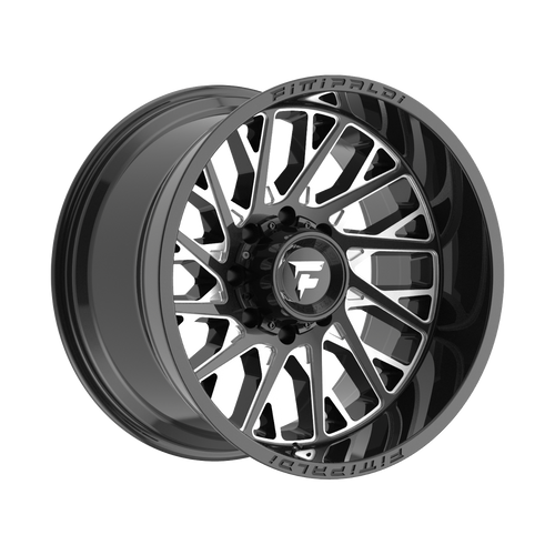 20" Fittipaldi Off Road FA08BM Gloss Black Milled 20x9 Wheel 8x6.5 18mm Rim