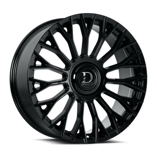 Set 4 22" Dolce Roma 22x9 5x112 5x4.5 35mm Glossy Black w Floating Cap Wheels