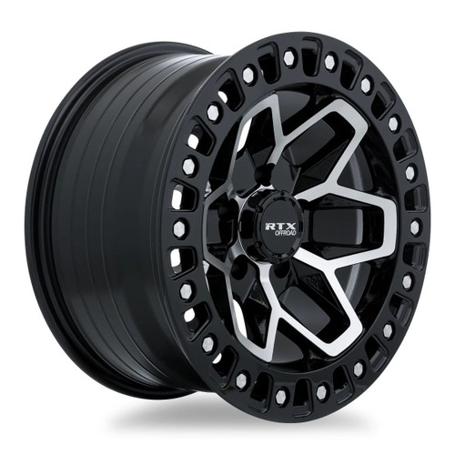 17" RTX Zion Gloss Black Machined Wheel 17x9 6x5.5 0mm Rim For Chevy Ram Lifted