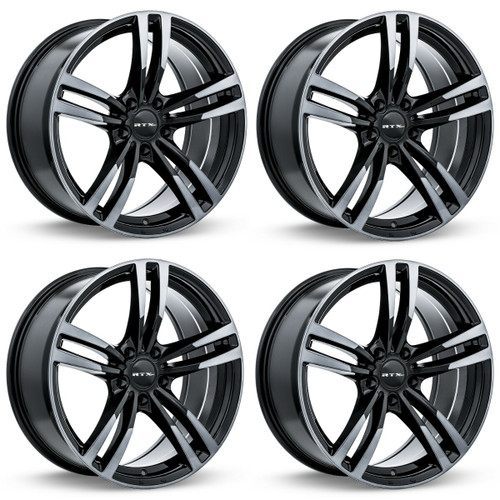 Set 4 19" RTX Graz Black Machined Grey Wheels 19x8.5 5x120 35mm Rims