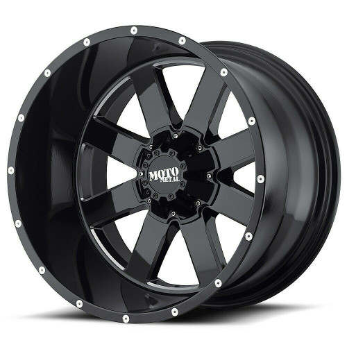 17" Moto Metal MO962 17x10 Gloss Black Milled 5x5 5x5.5 Wheel -24mm Truck Rim