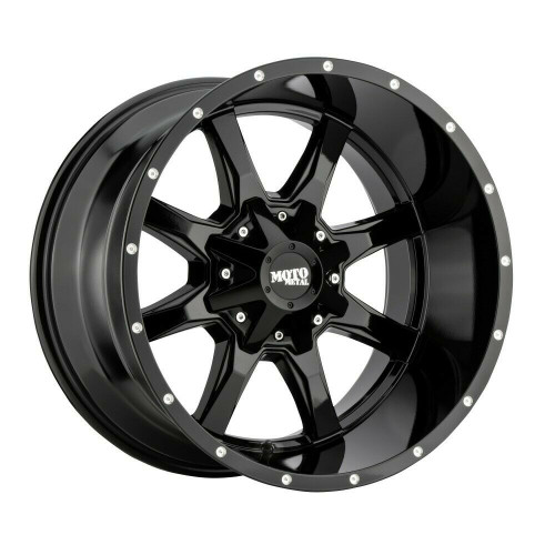 20" Moto Metal MO970 20x10 8x6.5 -24mm Wheel Gloss Black With Milled Lip Rim