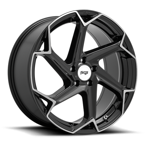 20" Niche 1PC M255 Flash 20x9 Gloss Black Brushed 5x120 Wheel 35mm Rim