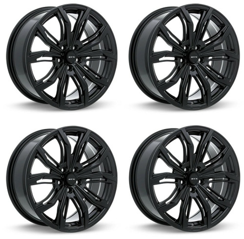 Set 4 18" RTX Black Widow Satin Black 18x8 Wheels 5x115 42mm Rims