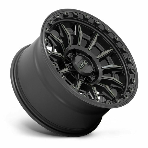 17" KMC KM547 Carnage 17x9 6x5.5 Satin Black With Gray Tint Wheel -12mm Rim