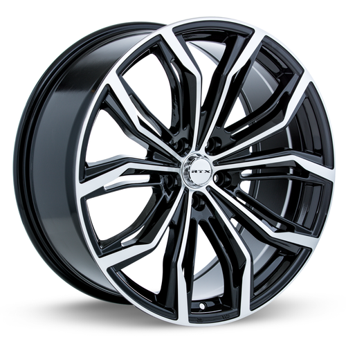 Set 4 16" RTX Black Widow Black Machined Wheels 16x7 5x4.5 40mm Rims