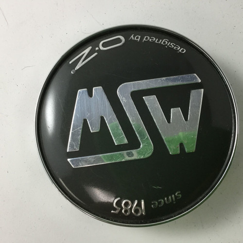 -1MSW by OZ Greyish Black on Chrome Center Cap XC512BW-1 Snap In 2.5" DIA