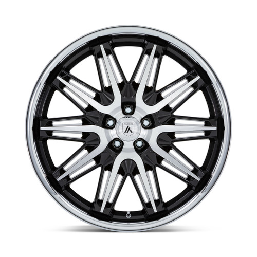 20" Asanti Black AB047 Imperator Gloss Black Machined SS Lip 20x10.5 5x112 38mm