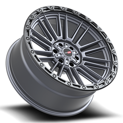 22" Vortek VRT-604 Matte Titanium 22x10 Wheel 5x5 5x5.5 -18mm Rim Lifted