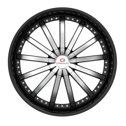 22" Cavallo CLV-53 Gloss Black & Machined 22x9.5 Wheel 6x135 6x5.5 25mm Rim