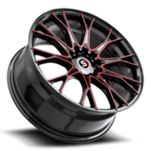 17" Spec-1 SP-59 Gloss Black & Red Machined 17x7.5 Wheel 5x100 5x4.5 42mm Rim