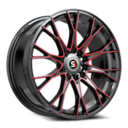 Set 4 17" Spec-1 SP-59 Gloss Black & Red Machined 17x7.5 Wheels 5x112 5x4.5 42mm
