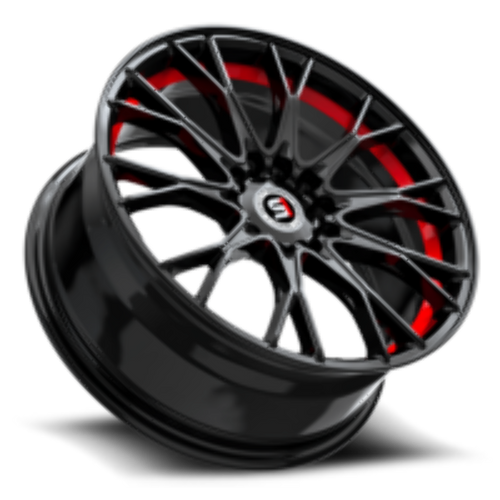 18" Spec-1 SP-59 Gloss Black & Red Undercut 18x8 Wheel 5x4.5 5x120 38mm Rim