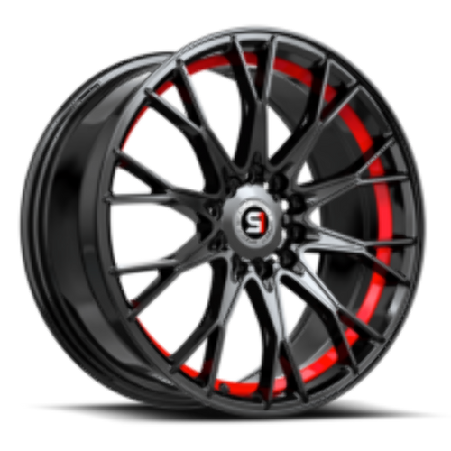 Set 4 18" Spec-1 SP-59 Gloss Black & Red Undercut 18x8 Wheels 5x112 5x4.5 38mm