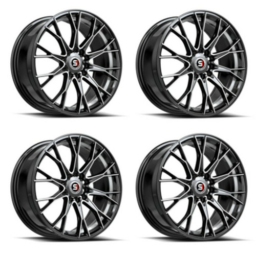Set 4 17" Spec-1 SP-59 Gloss Black & Machined 17x7.5 Wheels 5x108 5x4.5 42mm Rim
