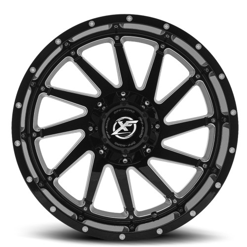 20" XF Off-Road XF-216 Gloss Black & Milled 20x10 Wheel 6x135 6x5.5 -12mm Rim