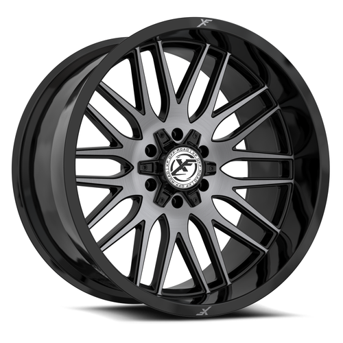 Set 4 20" XF Off-Road XF-240 Black & Brushed DDT 20x10 Wheels 6x135 6x5.5 -12mm